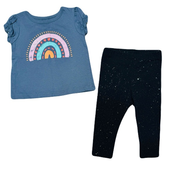 ❤️4 for $20❤️ Okie Dokie Baby Girl T-shirt & Leggings Size 6 M - Picture 1 of 5